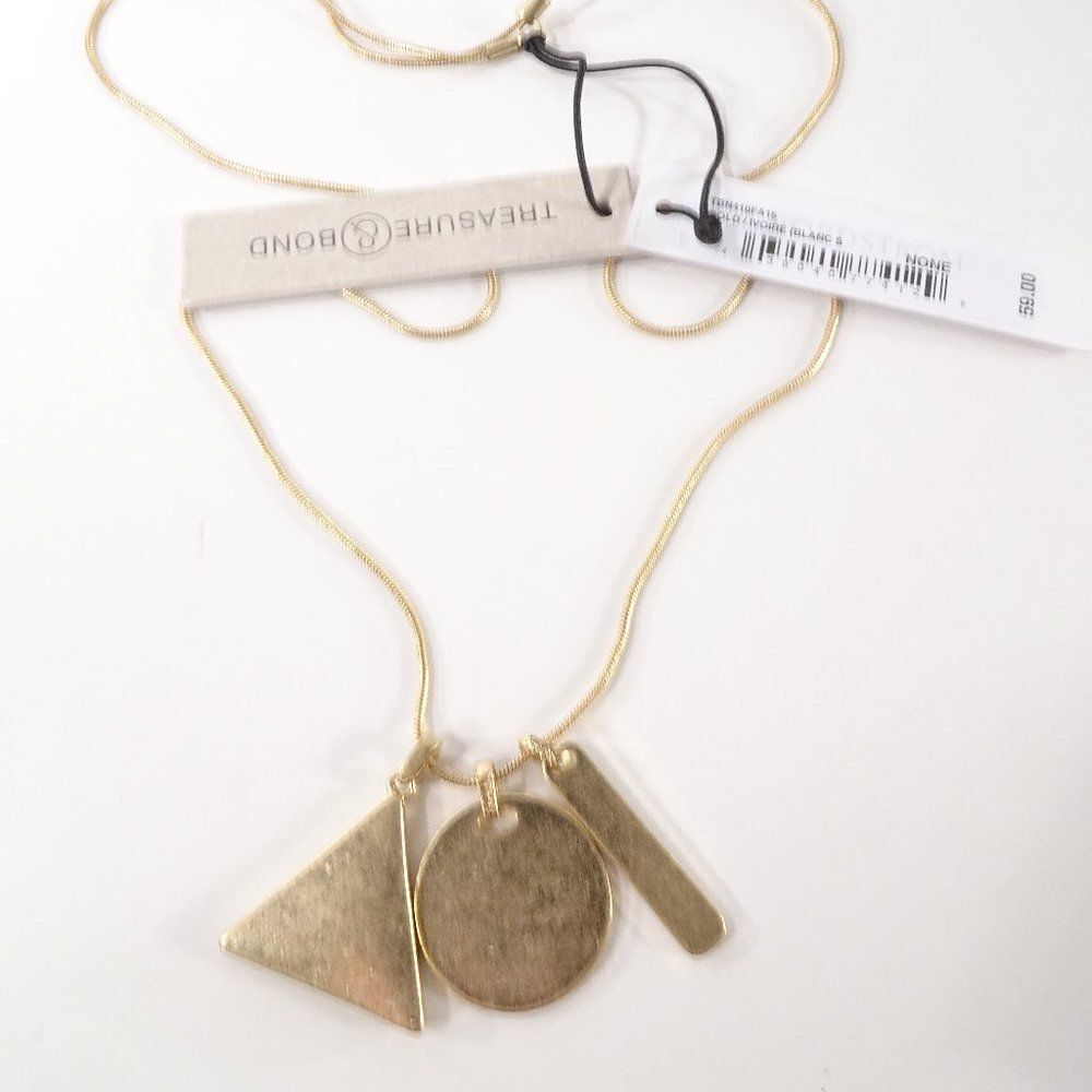 Nordstrom Treasure and bond Triple Geo Pendant Necklace Gold NWT 59